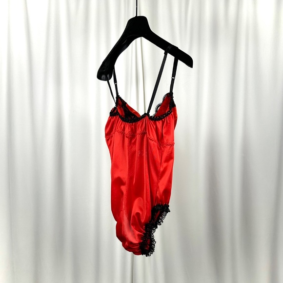 Vintage Elizabeth Gordon Red Nylon Lace Teddy Made in Canada - Picture 10 of 16